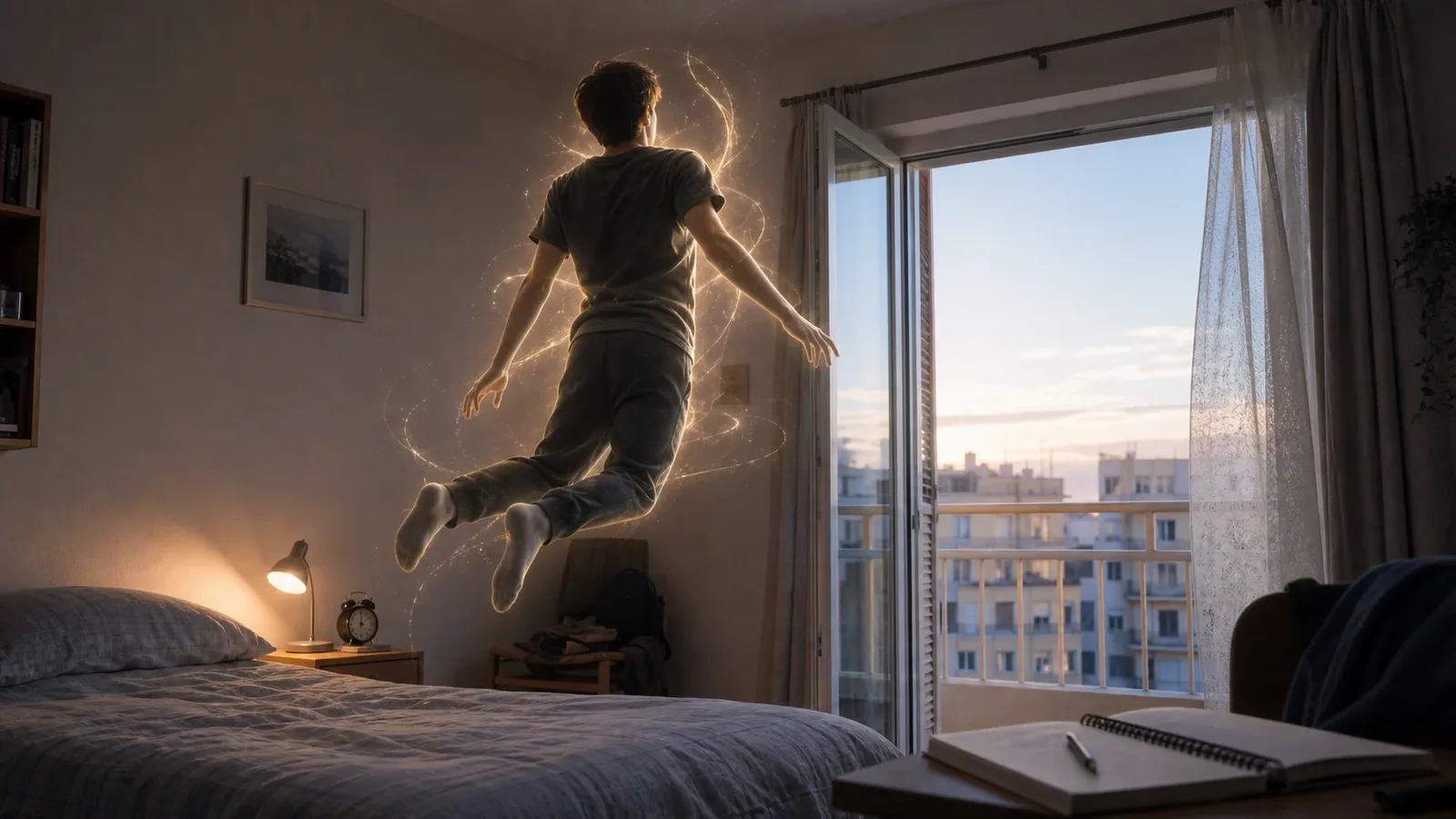 Φωτεινή αιώρηση σε δωμάτιο την αυγή